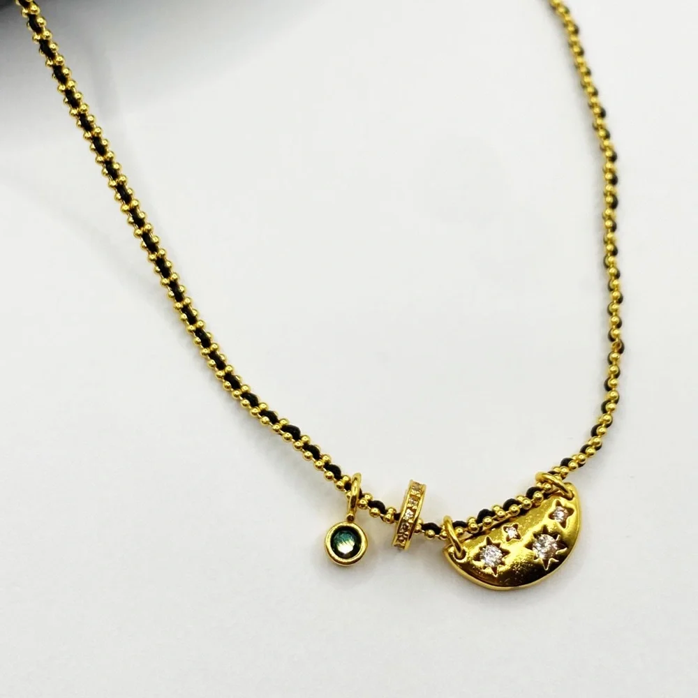 NEW Gold Crescent Moon & Star Pendant Layering Necklace